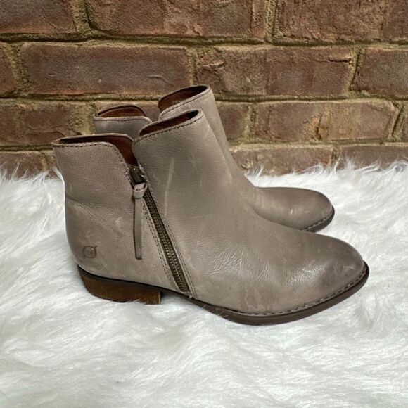 Born Women's Olio Grey Leather Ankle Boots Size 9 - Picture 1 of 9